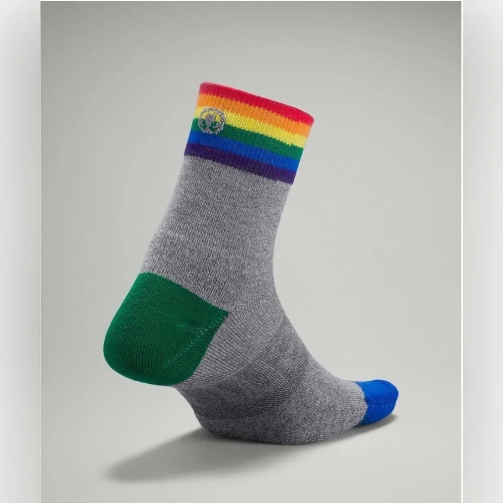 Lululemon Daily Stride Mid-Crew Sock *Rainbow in Heather Grey Size Small